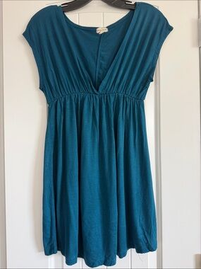 Zenana Outfitters Teal V-Neck Gathered Waist Tunic